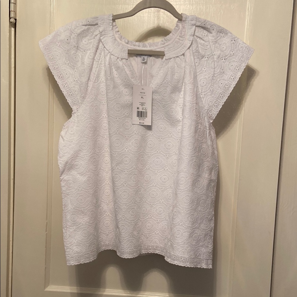 Crown & Ivy White Eyelet Blouse